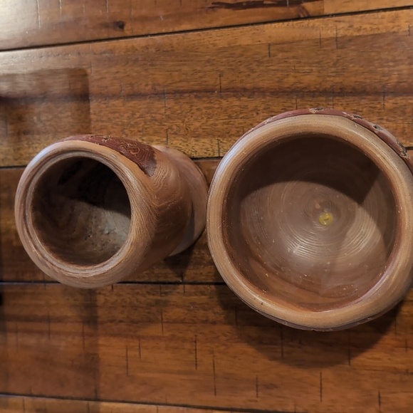 Two Piece Lot - Vintage Hand Turned Raw Edge Ashwood Bowl & Vase - Hand Signed - Picture 2 of 12
